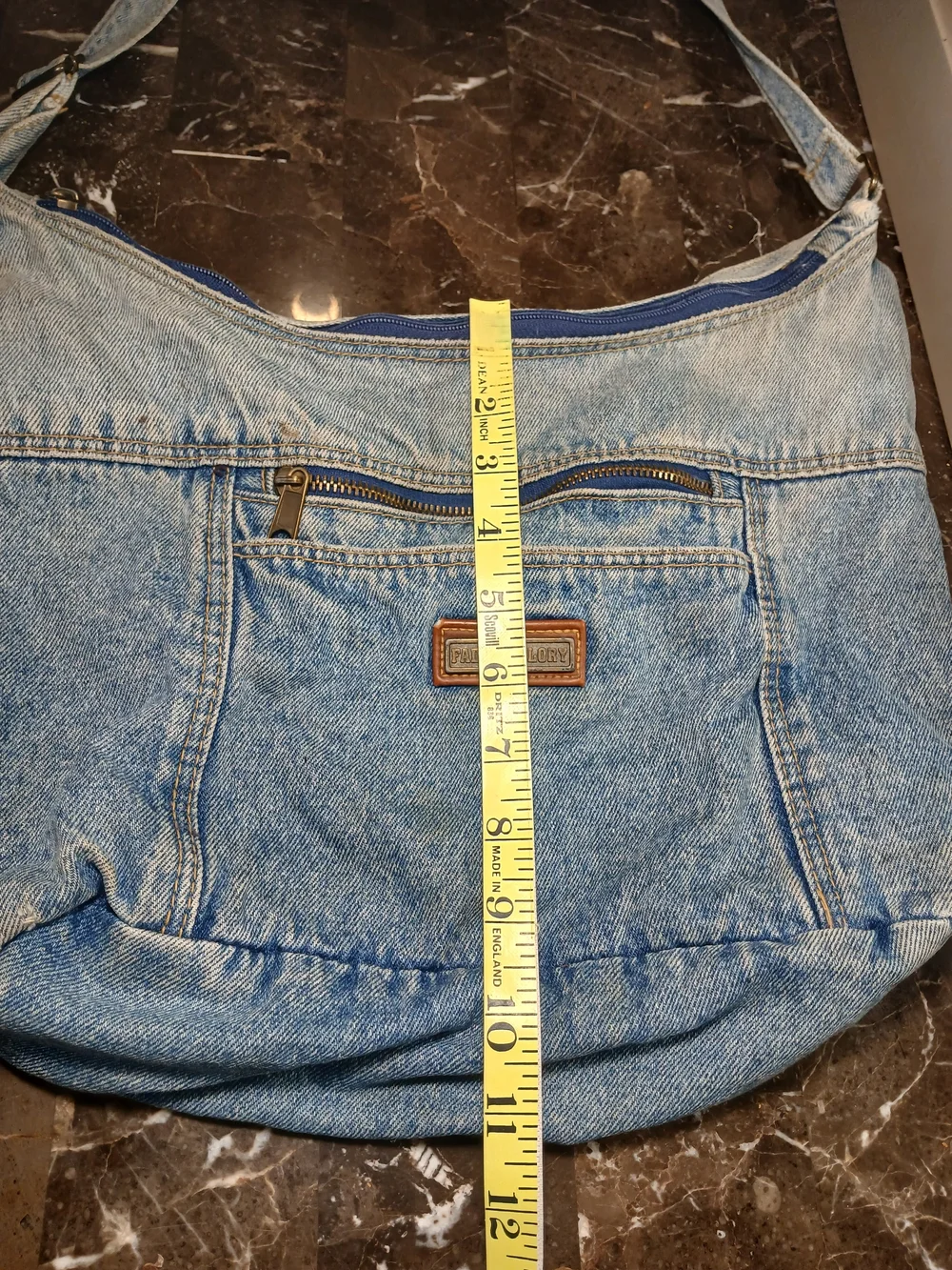 Y2k Faded Glory Light Blue Denim Messenger Bag with Adjustable Strap
